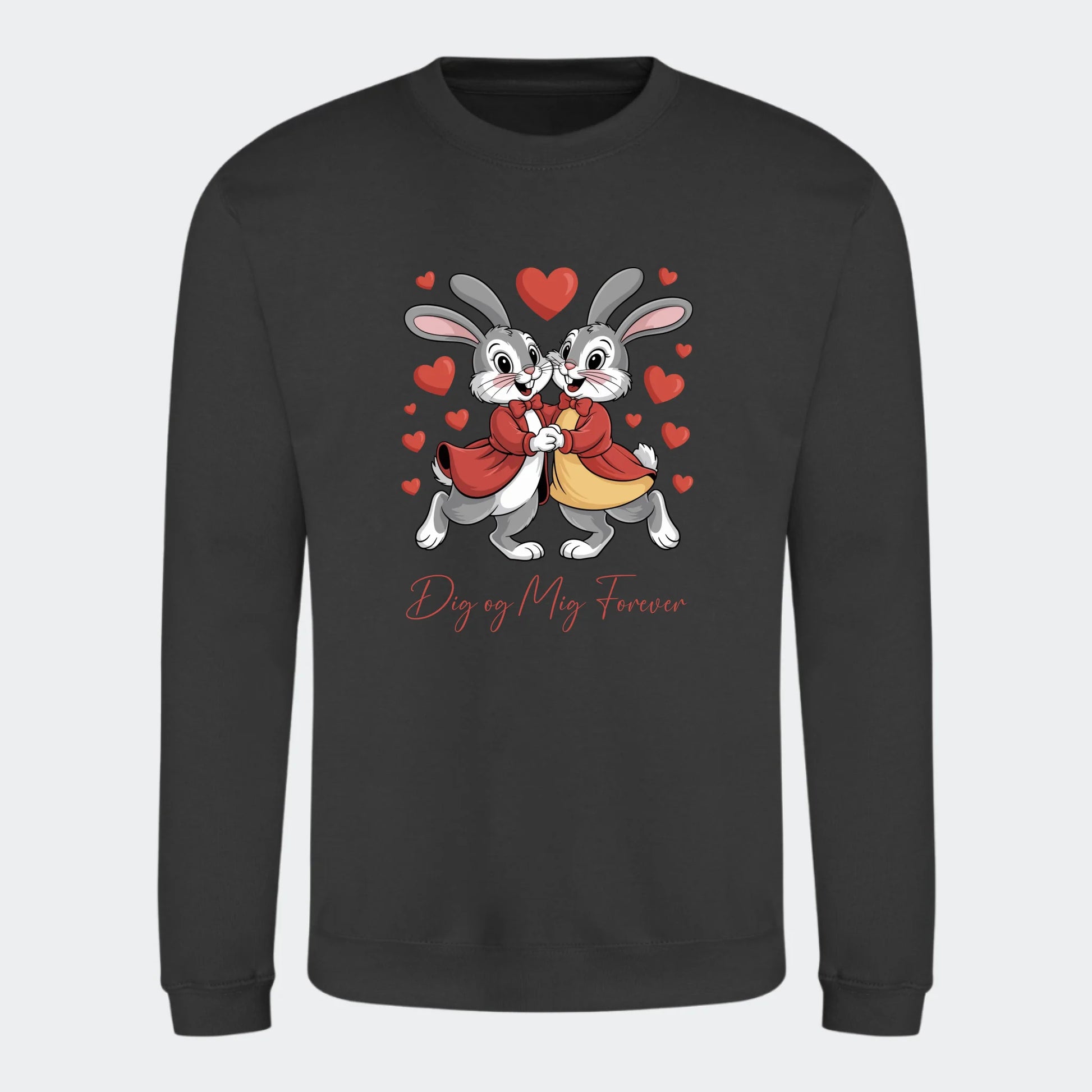 Personlig Sweatshirt til Valentinsdag - Din Kærlighedserklæring Unik Min Egen Verden.dk Print på front Storm Grey Small