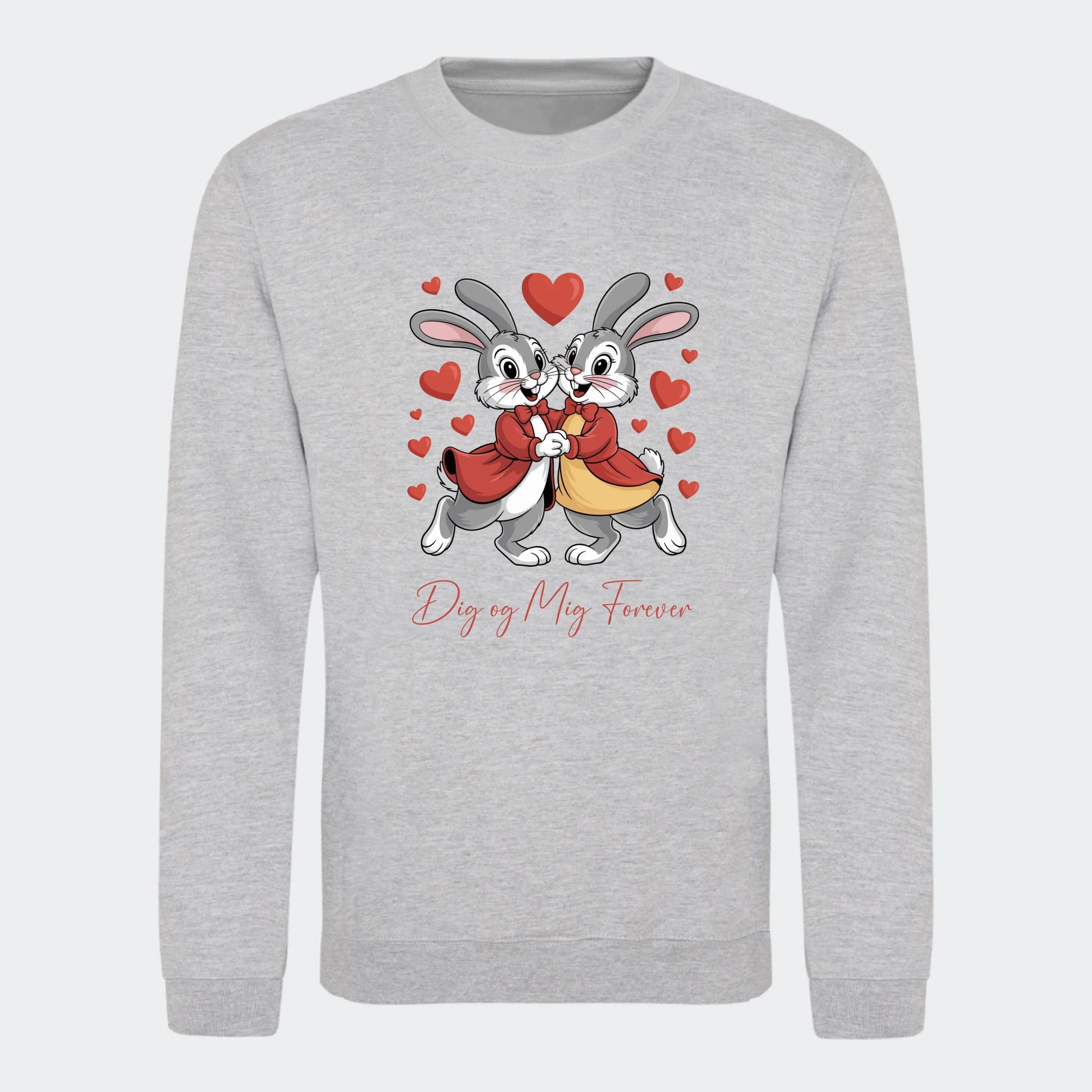 Personlig Sweatshirt til Valentinsdag - Din Kærlighedserklæring Unik Min Egen Verden.dk Print på front Heather Grey Medium