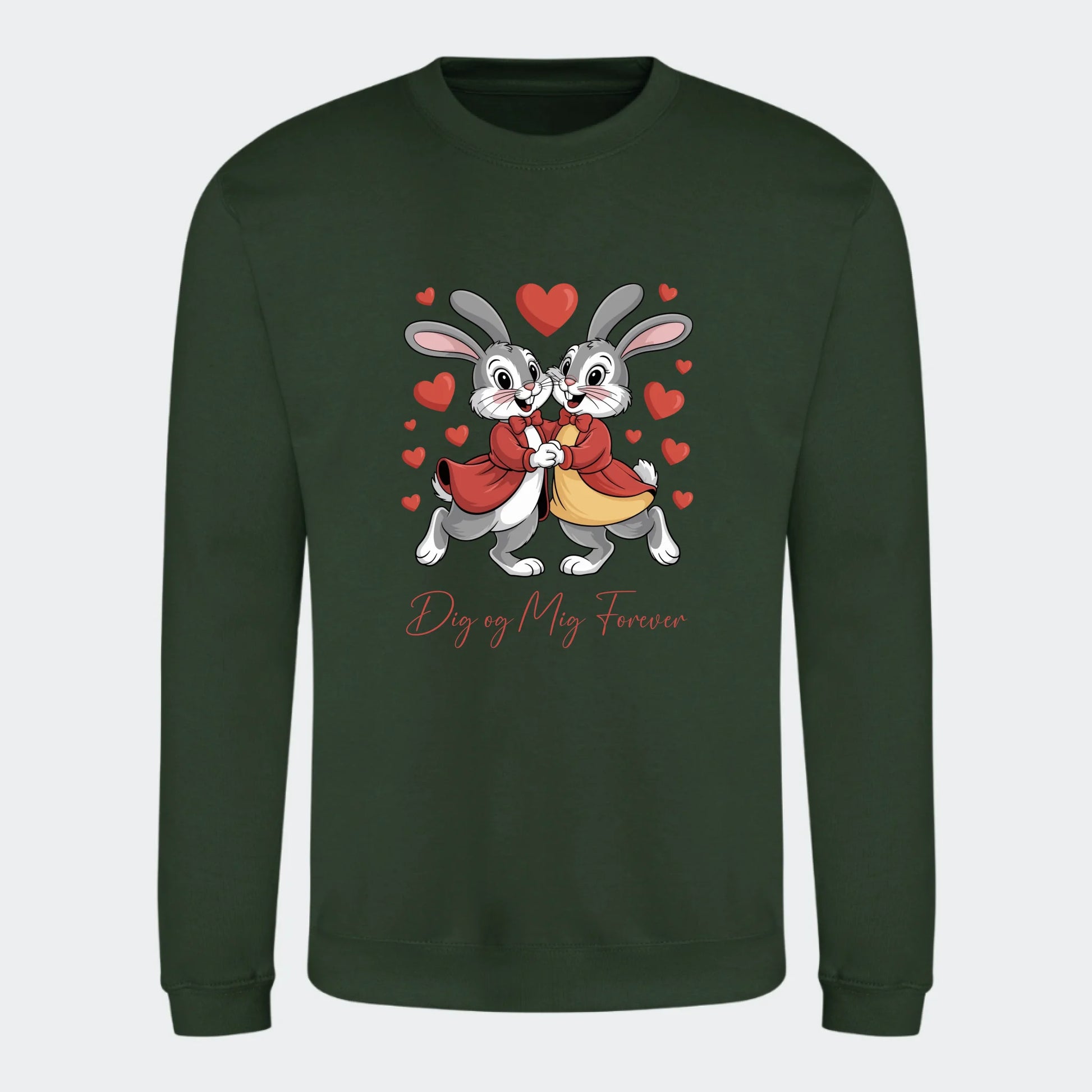 Personlig Sweatshirt til Valentinsdag - Din Kærlighedserklæring Unik Min Egen Verden.dk Print på front Forest Green Small