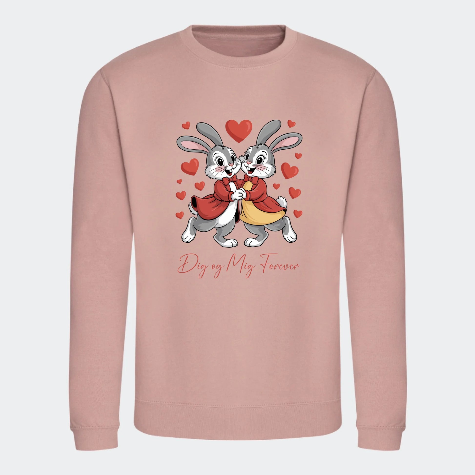 Personlig Sweatshirt til Valentinsdag - Din Kærlighedserklæring Unik Min Egen Verden.dk Print på front Dusty Pink Small
