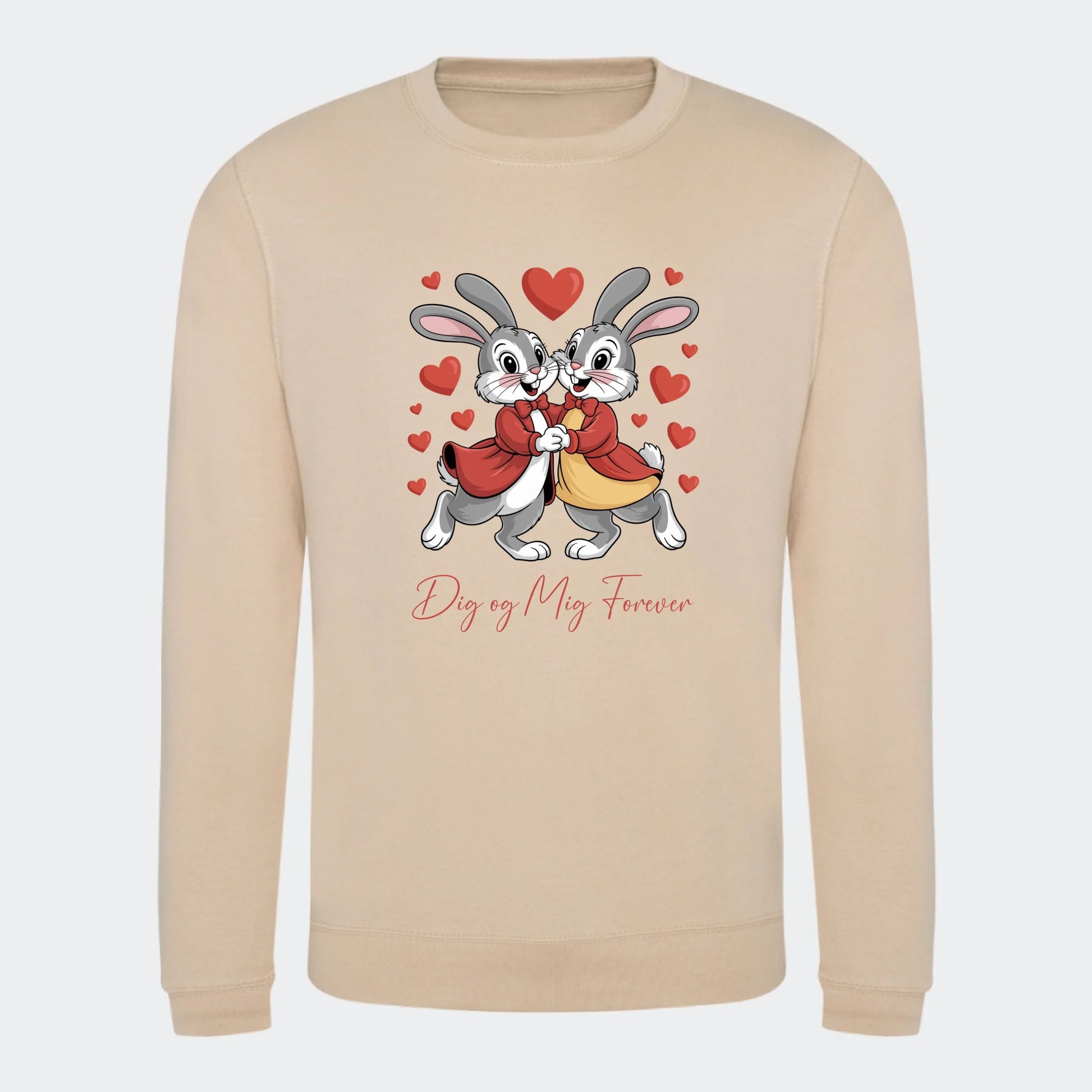 Personlig Sweatshirt til Valentinsdag - Din Kærlighedserklæring Unik Min Egen Verden.dk Print på front Nude Small