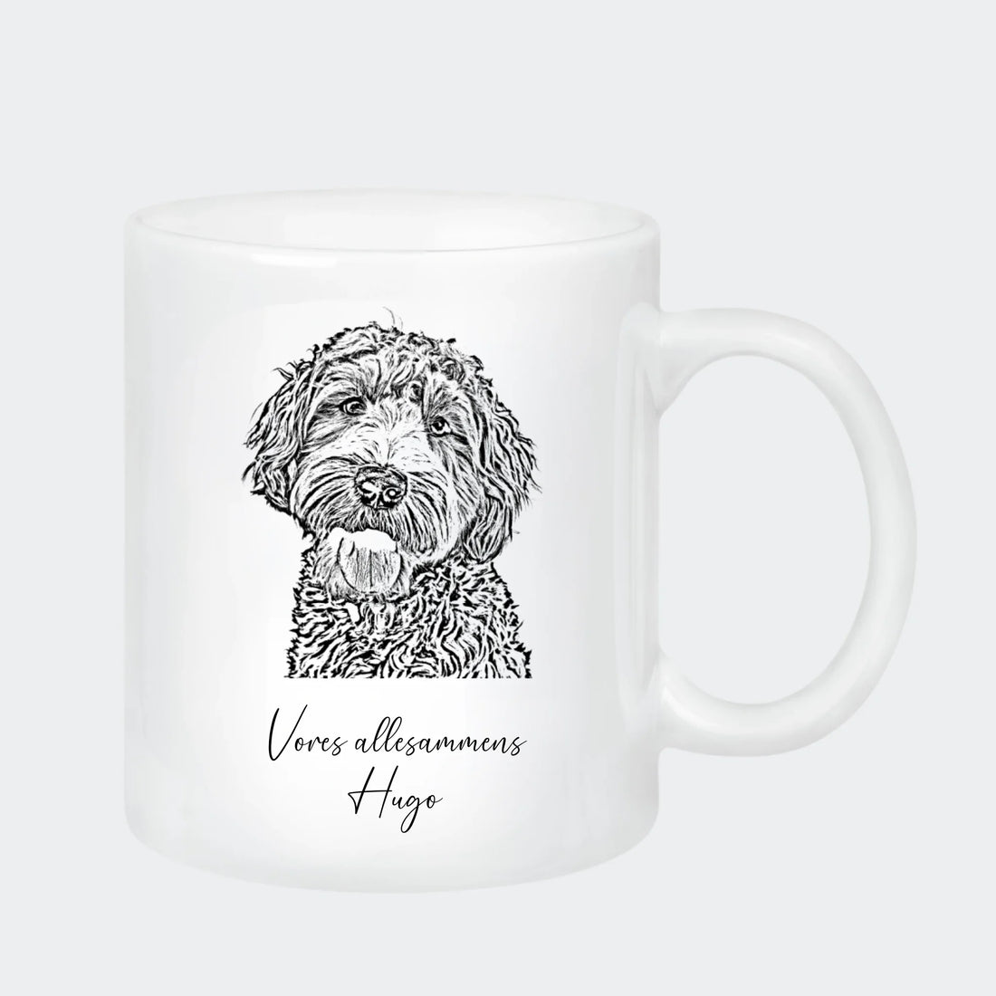 Keramik krus - Stregtegning upload eget billede Customizer TeeInBlue Keramik krus 330ml hvid 330ml