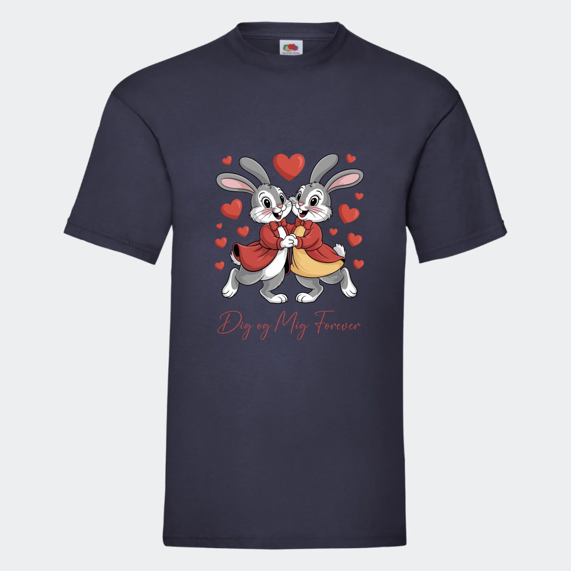 Vælg dit valentines T-shirt motiv Customizer TeeInBlue Print på front Navy Small