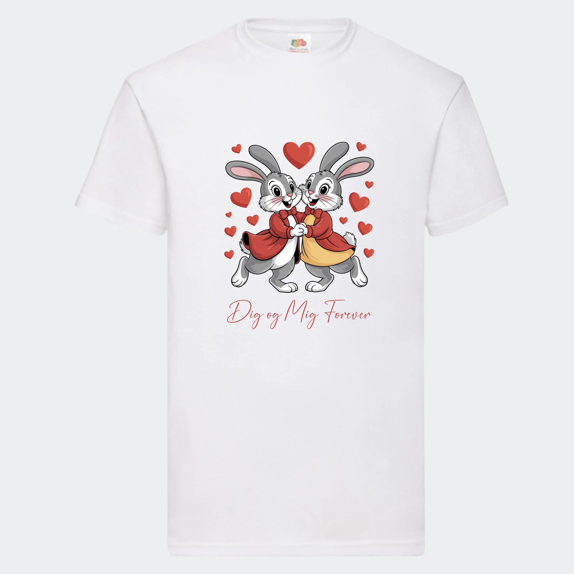 Vælg dit valentines T-shirt motiv Customizer TeeInBlue Print på front Hvid Small