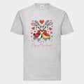 Vælg dit valentines T-shirt motiv Customizer TeeInBlue Print på front Lysegrå Small
