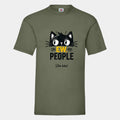 T-shirt med sjove katte Customizer TeeInBlue Print på front Oliven Small
