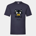T-shirt med sjove katte Customizer TeeInBlue Print på front Navy Small