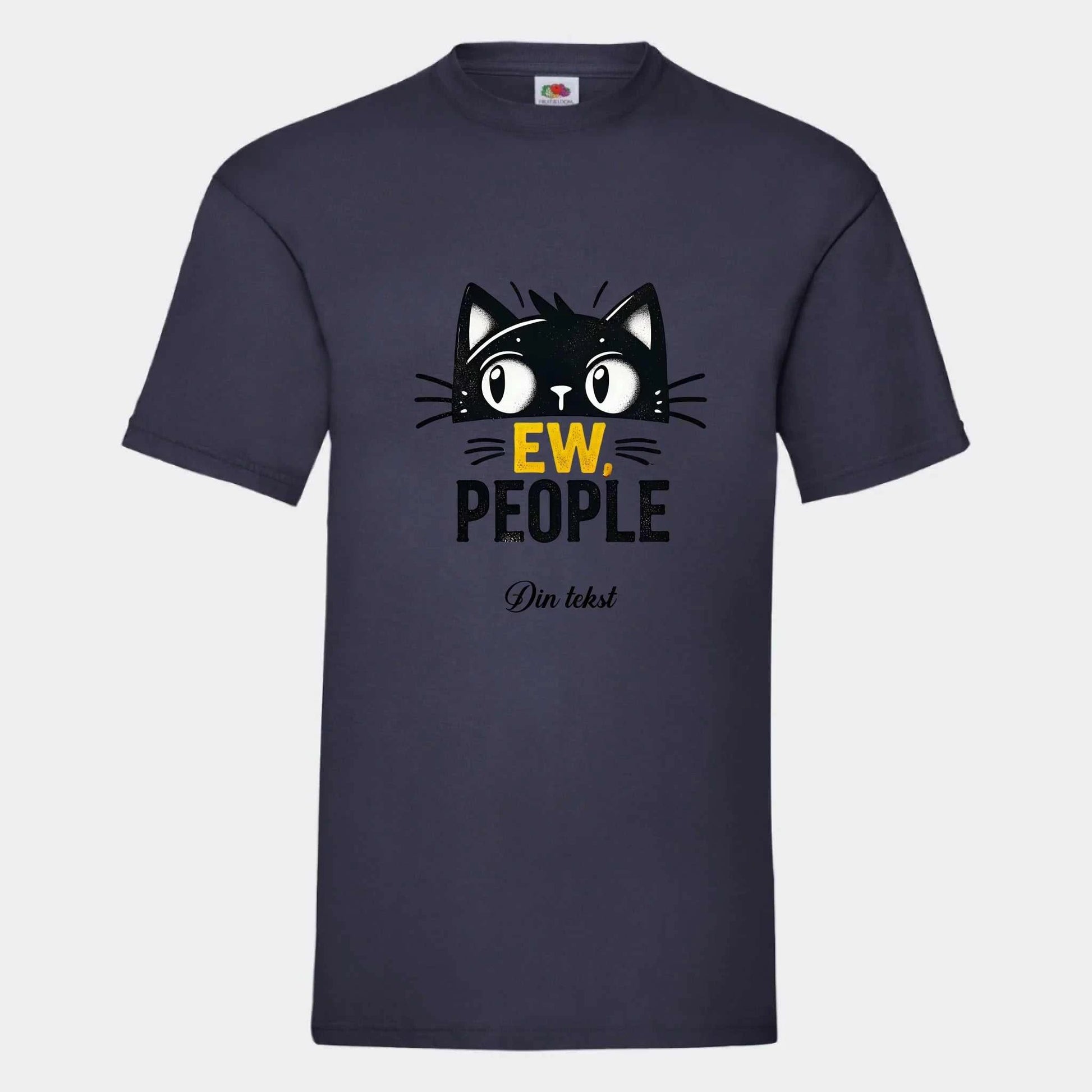 T-shirt med sjove katte Customizer TeeInBlue Print på front Navy Small