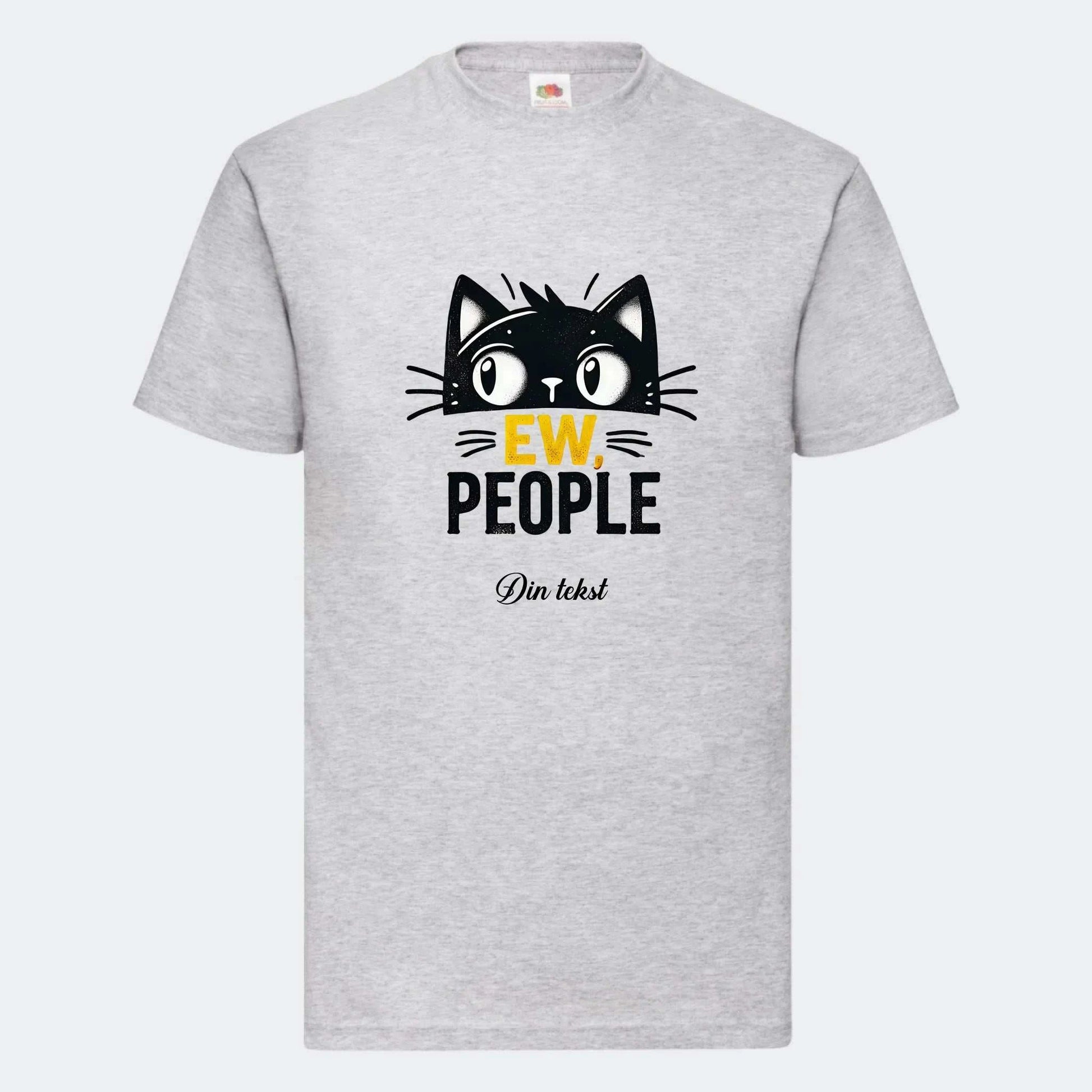 T-shirt med sjove katte Customizer TeeInBlue Print på front Lysegrå Small