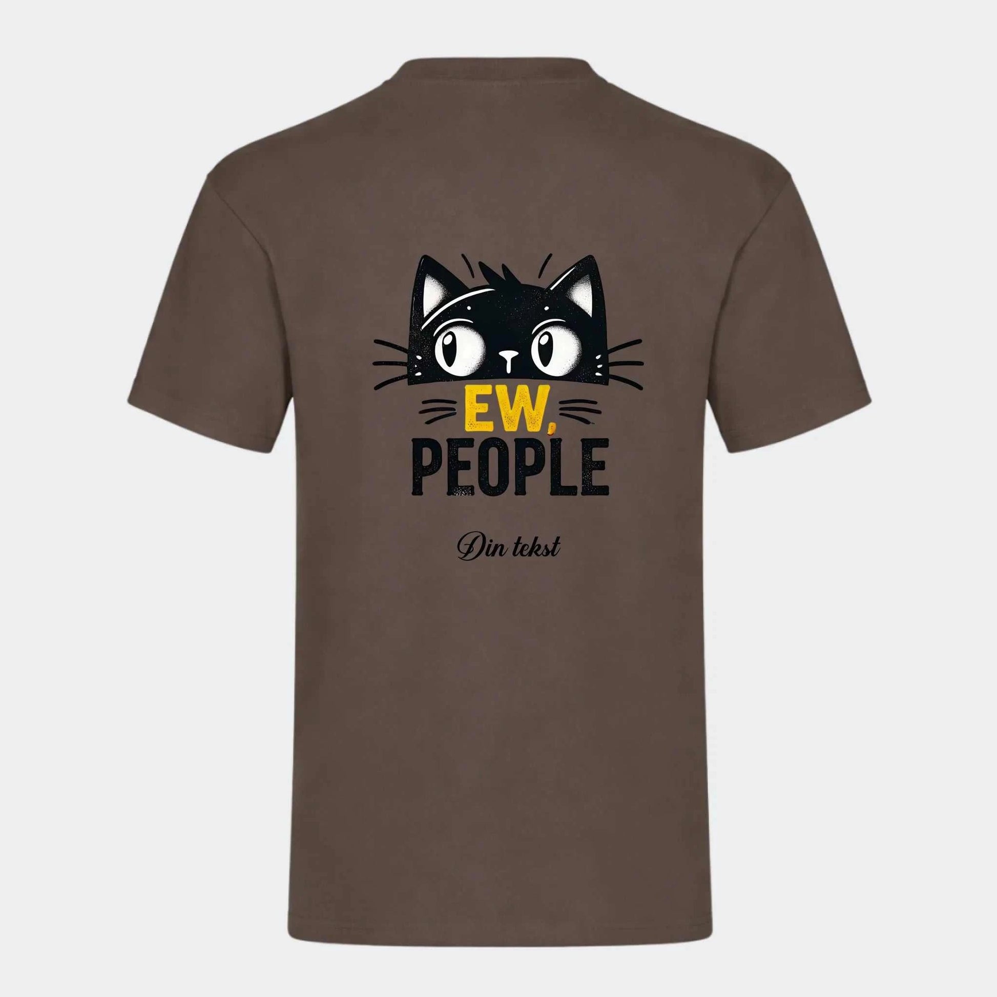 T-shirt med sjove katte Customizer TeeInBlue Print på ryg Mørkebrun Small