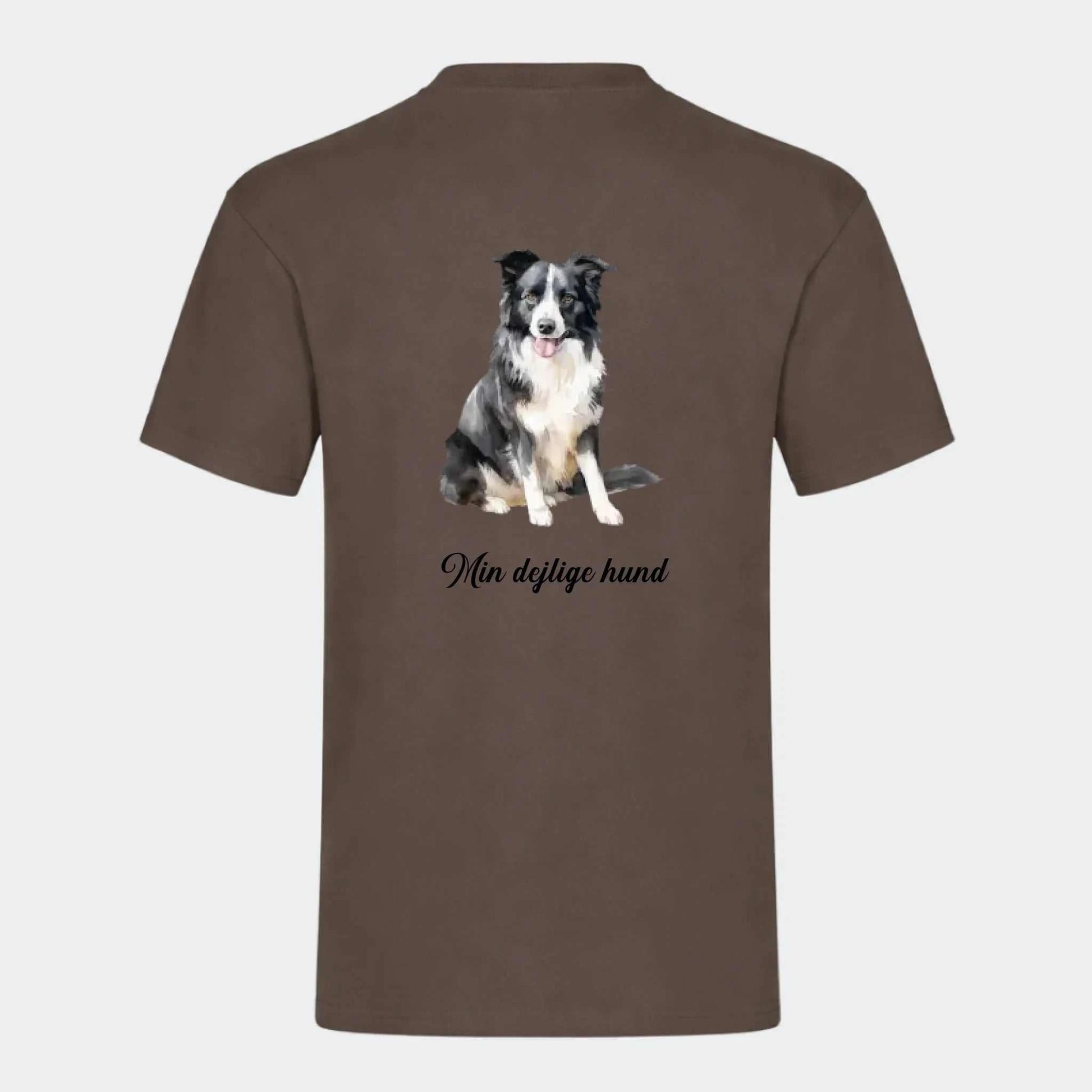 T-shirt til voksne - Hunderacer Customizer TeeInBlue Print på ryg Mørkebrun Small