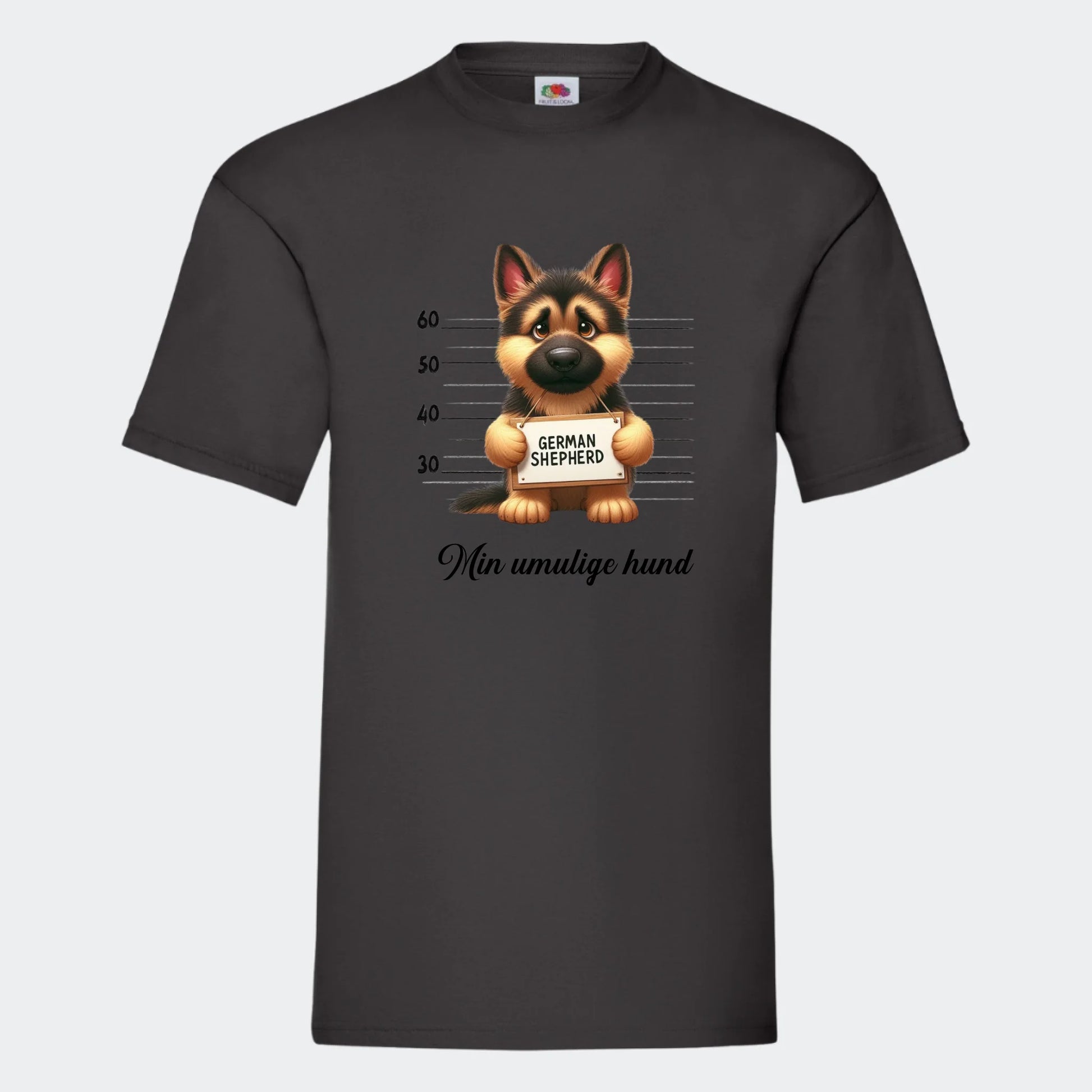 T-shirt-hundehvalpe Customizer TeeInBlue Print på front Sort Small