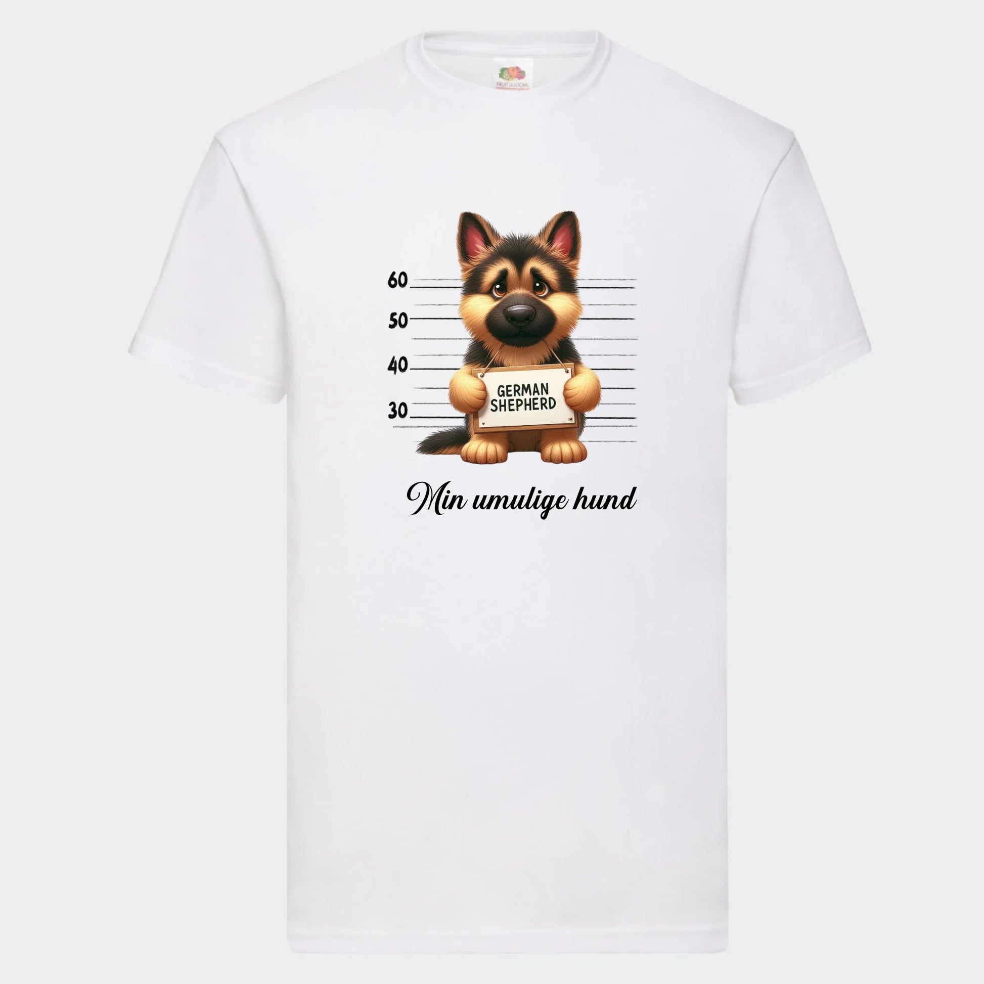 T-shirt-hundehvalpe Customizer TeeInBlue Print på front Hvid Small