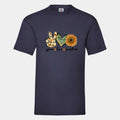 T-shirt til voksne - Peace, love, sunshine Customizer TeeInBlue Print på front Navy Small