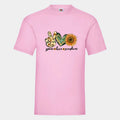 T-shirt til voksne - Peace, love, sunshine Customizer TeeInBlue Print på front Lyserød Small