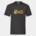 T-shirt til voksne - Peace, love, sunshine Customizer TeeInBlue Print på front Sort Small