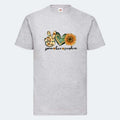 T-shirt til voksne - Peace, love, sunshine Customizer TeeInBlue Print på front Lysegrå Small