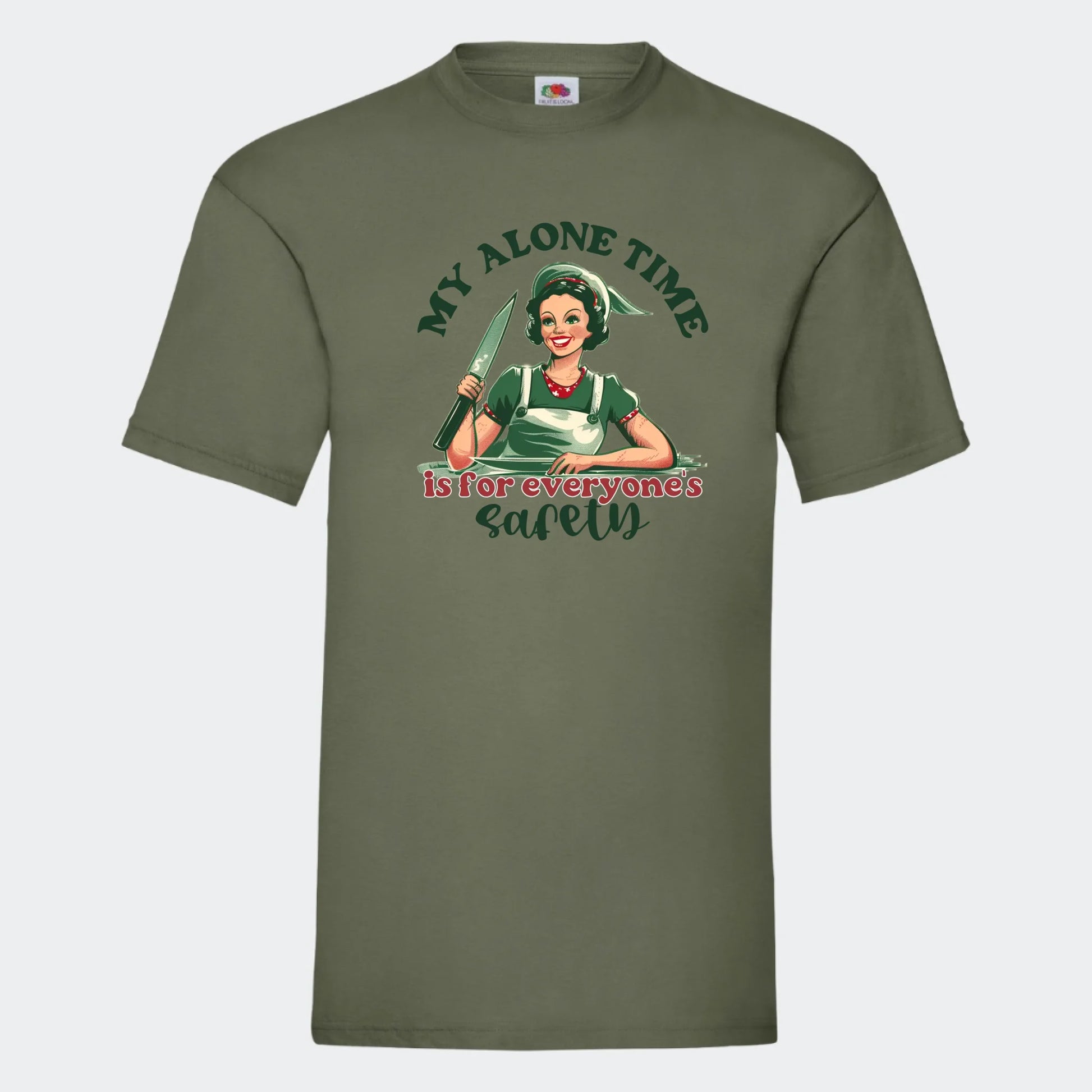 T-shirt - Retro hustru citater Customizer TeeInBlue Print på front Oliven Small