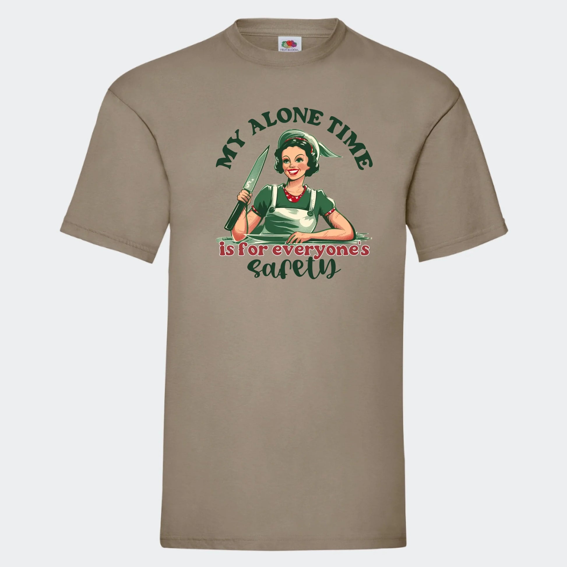 T-shirt - Retro hustru citater Customizer TeeInBlue Print på front Khaki Small