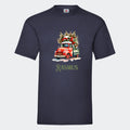 T-shirt til voksne - Bil med juletræ Customizer TeeInBlue Print på front Navy Small