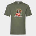 T-shirt til voksne - Bil med juletræ Customizer TeeInBlue Print på front Oliven Small