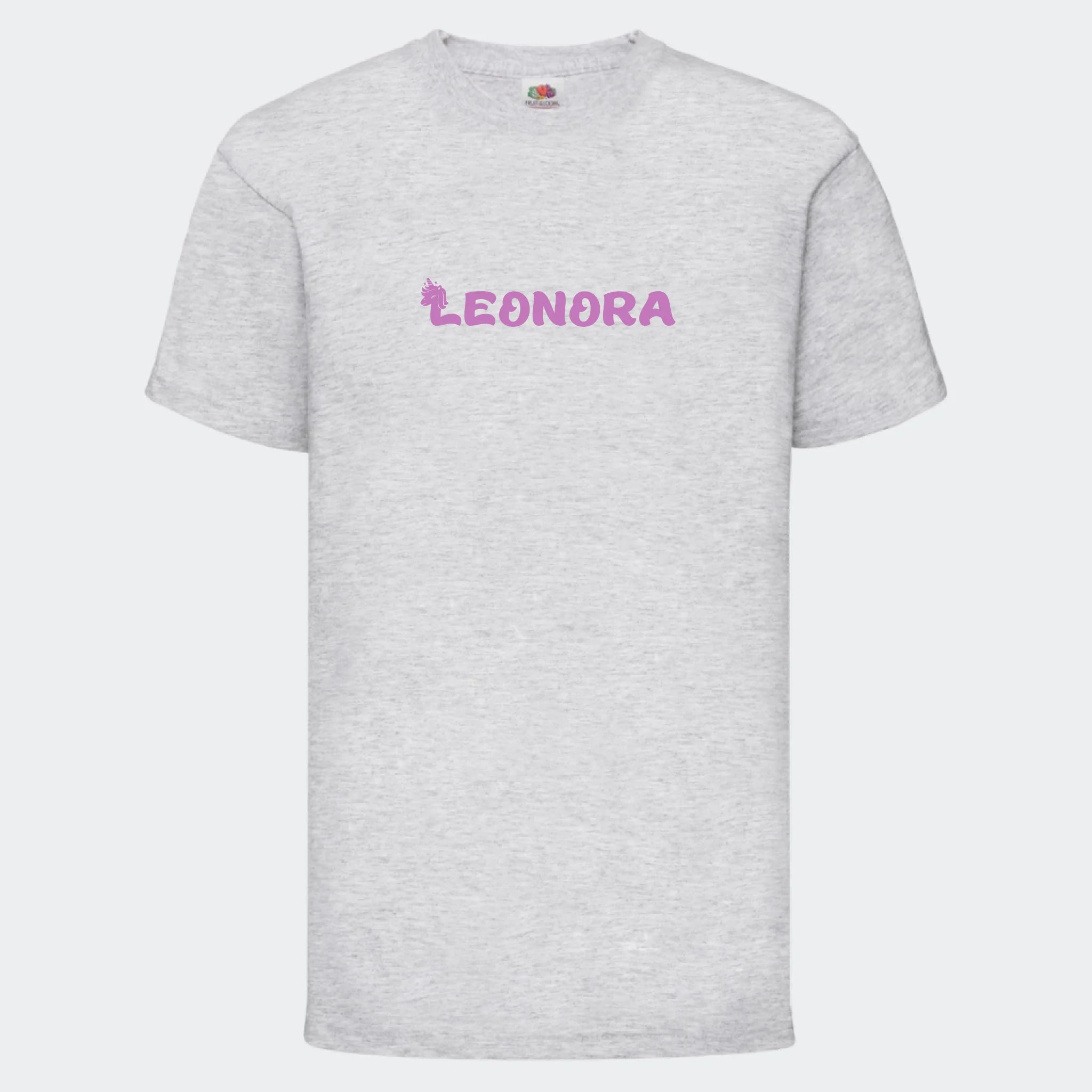 T-shirt til børn – Unicorn skrift, T-shirt tryk foran Lysegrå 3-4 år