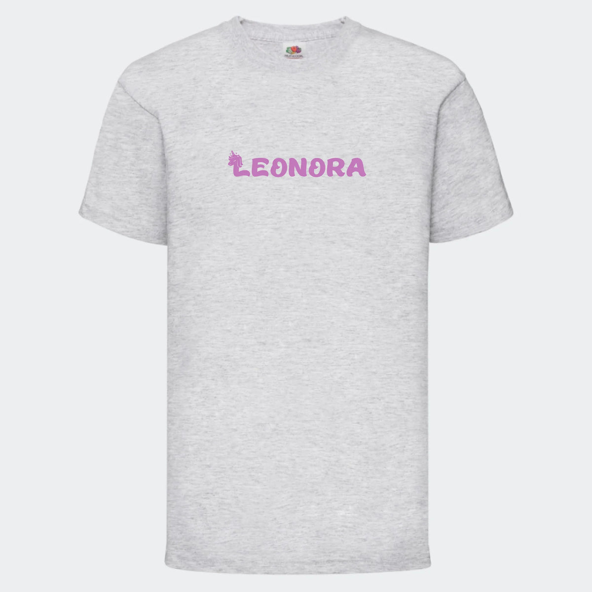 T-shirt til børn – Unicorn skrift, T-shirt tryk foran Lysegrå 3-4 år