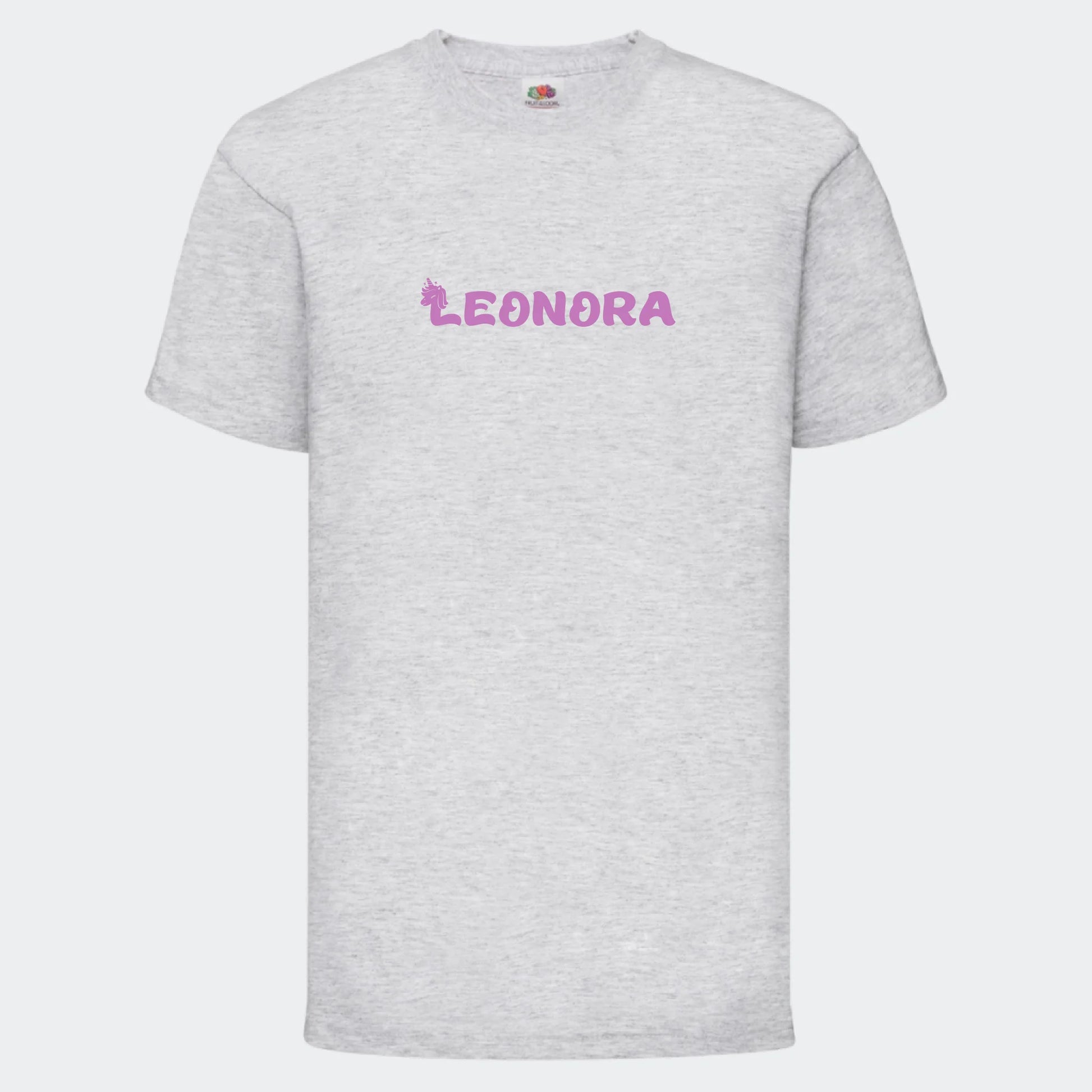 T-shirt til børn - Unicorn skrift Customizer TeeInBlue T-shirt Print på front Lysegrå 3-4 år