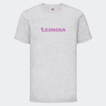 T-shirt til børn - Unicorn skrift Customizer TeeInBlue T-shirt Print på front Lysegrå 3-4 år