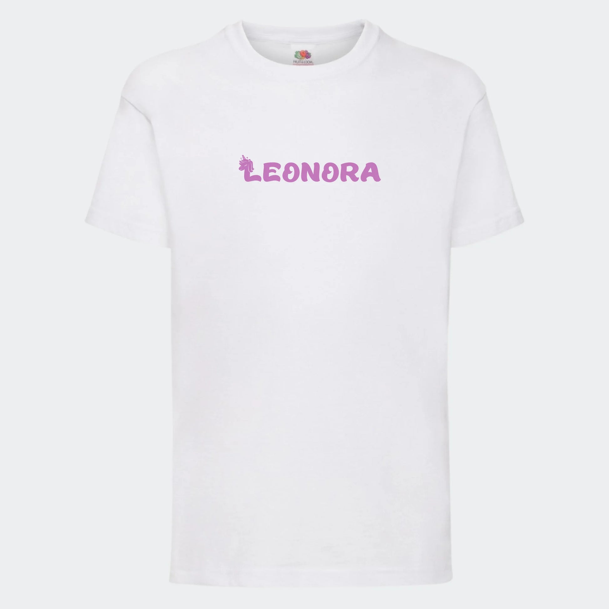 T-shirt til børn - Unicorn skrift Customizer TeeInBlue T-shirt Print på front Hvid 3-4 år