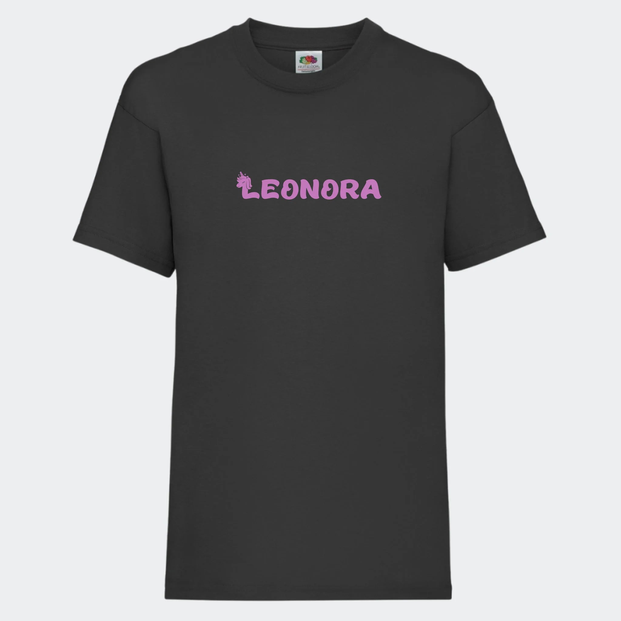 T-shirt til børn – Unicorn skrift, T-shirt tryk foran Sort 3-4 år