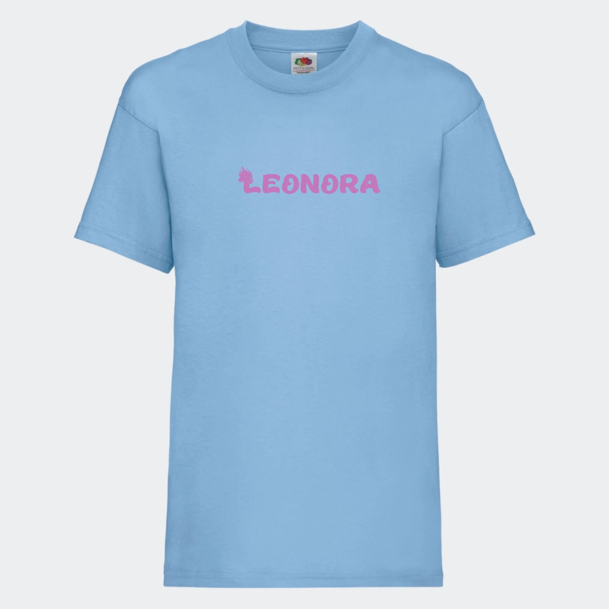 T-shirt til børn – Unicorn skrift, T-shirt tryk foran Lyseblå 3-4 år