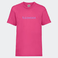 T-shirt til børn - Unicorn skrift Customizer TeeInBlue T-shirt Print på front Fuchsia 3-4 år