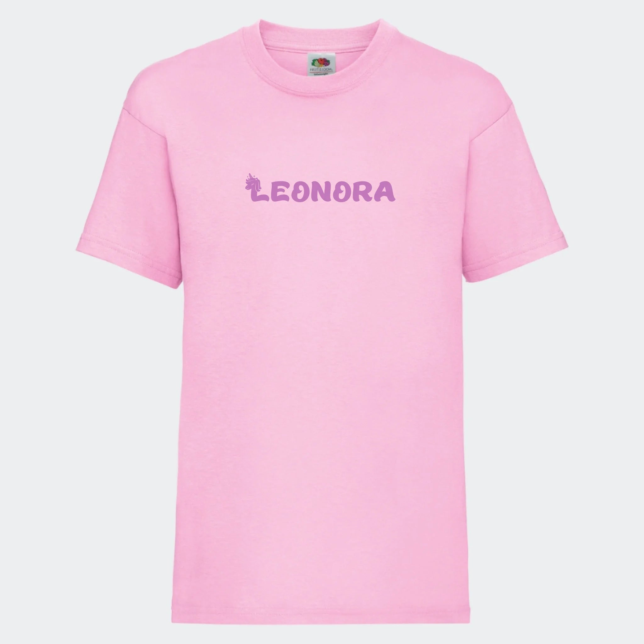 T-shirt til børn – Unicorn skrift, T-shirt tryk foran Lyserød 3-4 år
