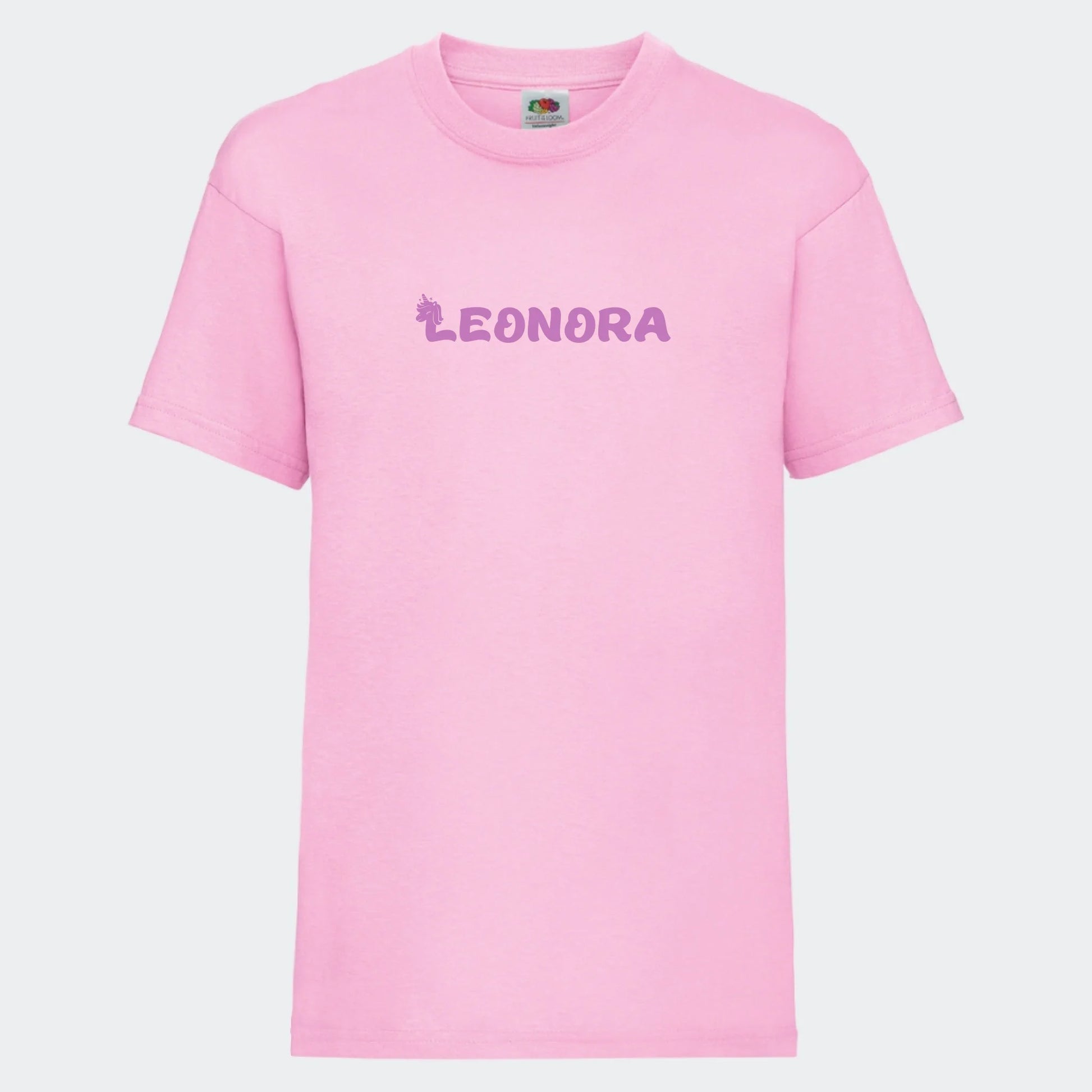 T-shirt til børn - Unicorn skrift Customizer TeeInBlue T-shirt Print på front Lyserød 3-4 år