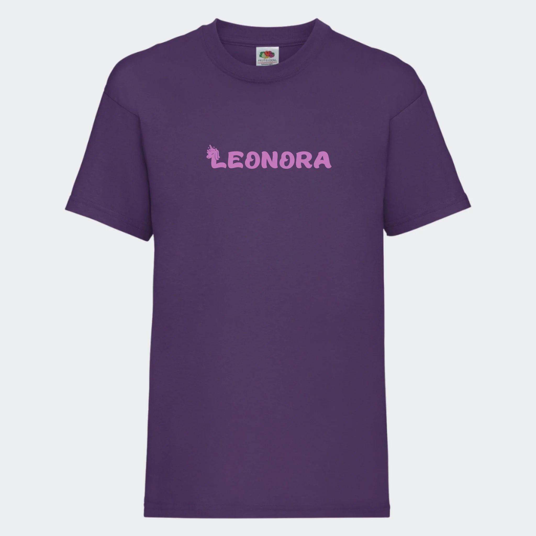 T-shirt til børn – Unicorn skrift, T-shirt tryk foran Lilla 3-4 år