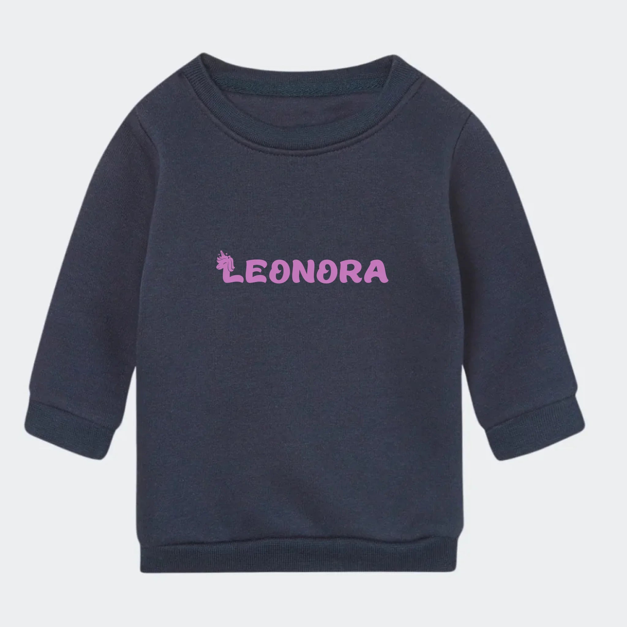 Sweatshirt til små børn – Unicorn skrift, marineblå