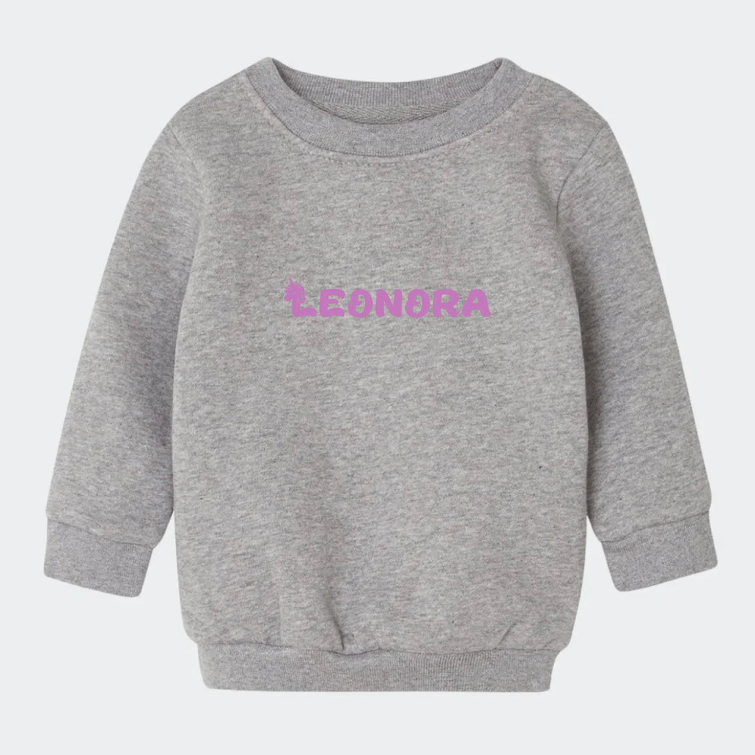 Sweatshirt til små børn - Unicorn skrift Customizer TeeInBlue Sweatshirt til børn - flere farver Grå 6-12M