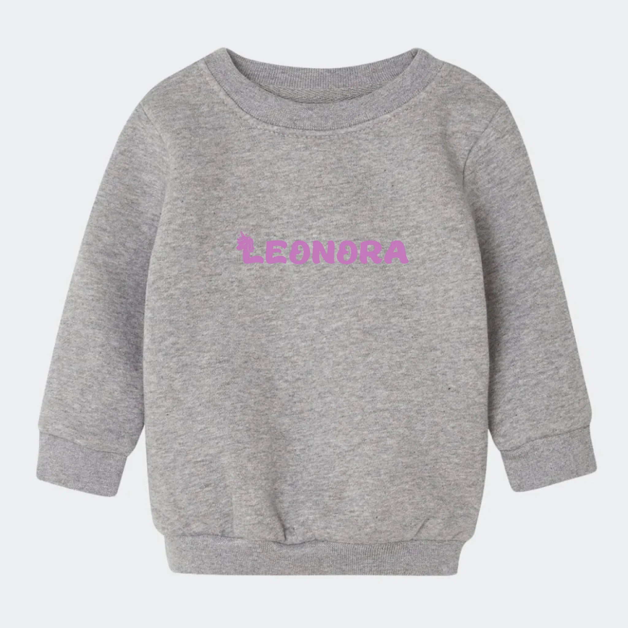 Sweatshirt til små børn – Unicorn skrift, grå