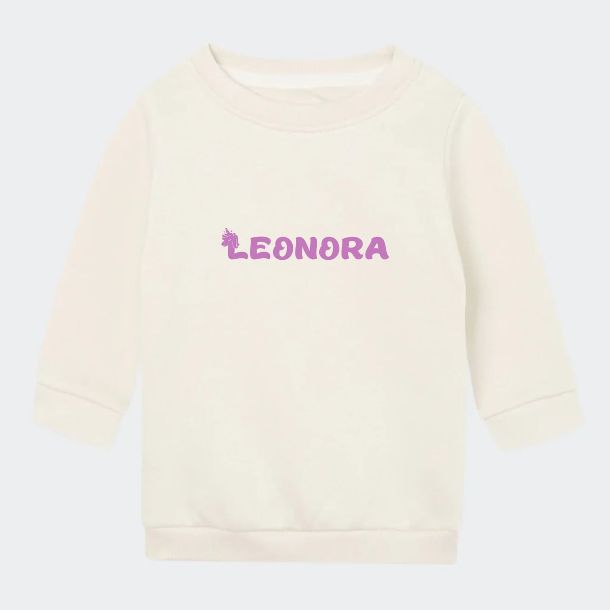 Sweatshirt til små børn – Unicorn skrift, natur
