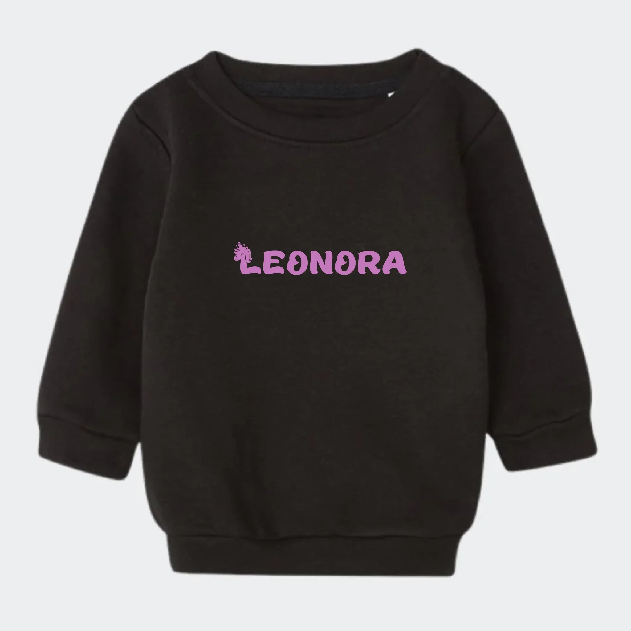 Sweatshirt til små børn – Unicorn skrift, sort