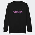 Sweatshirt til junior - Unicorn skrift Customizer TeeInBlue Print på front Sort 3-4 år