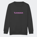 Sweatshirt til junior - Unicorn skrift Customizer TeeInBlue Print på front Storm Grey 3-4 år