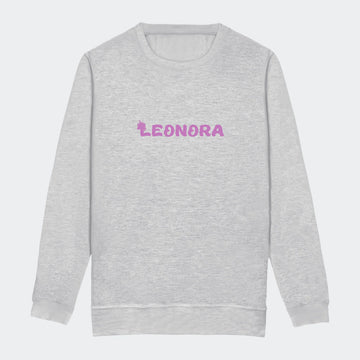 Sweatshirt til junior - Unicorn skrift Customizer TeeInBlue Print på front Heather Grey 3-4 år