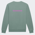 Sweatshirt til junior - Unicorn skrift Customizer TeeInBlue Print på ryggen Dusty Green 3-4 år