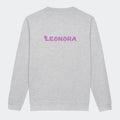 Sweatshirt til junior - Unicorn skrift Customizer TeeInBlue Print på ryggen Heather Grey 3-4 år