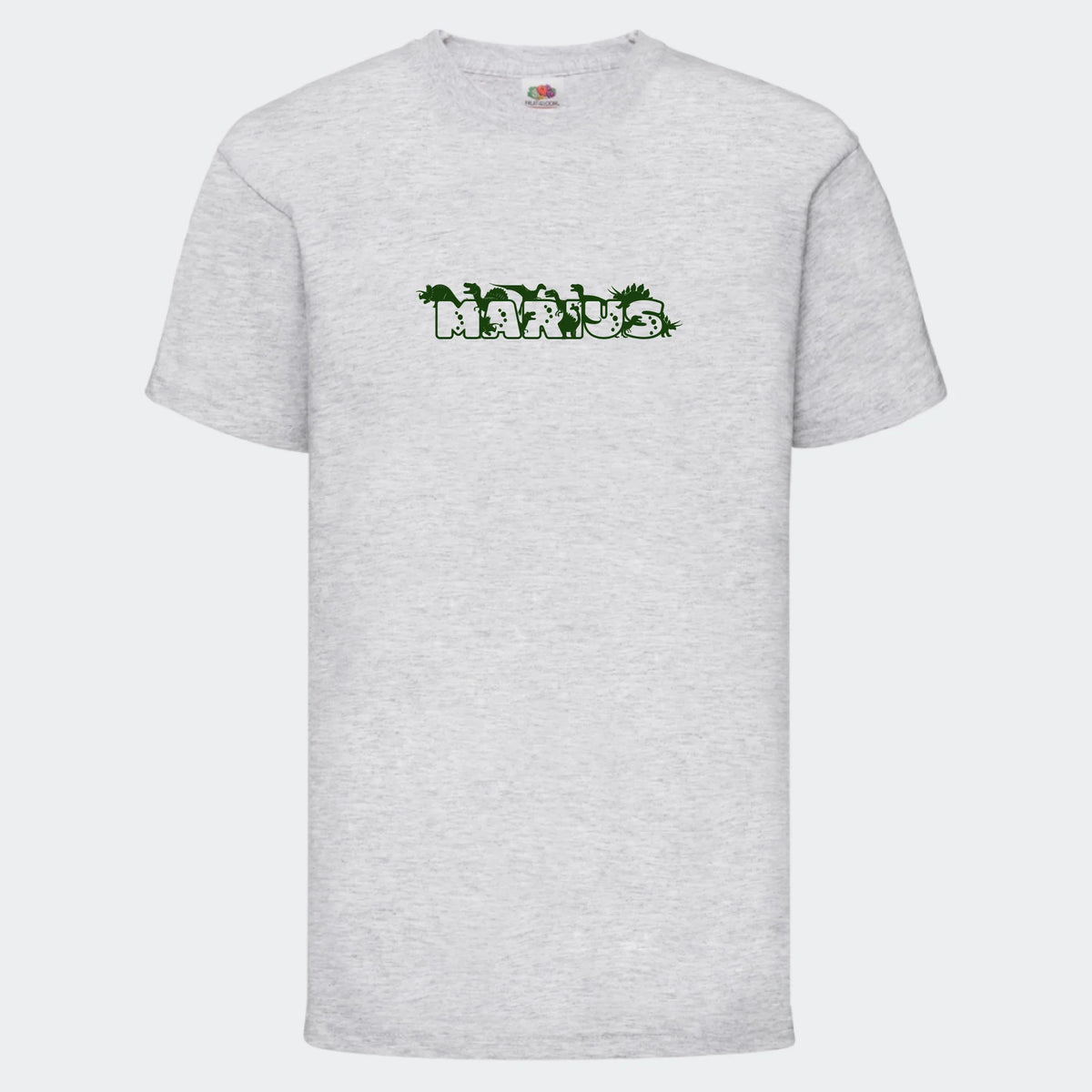 T-shirt til børn – Dino skrift, T-shirt tryk foran Lysegrå 3-4 år