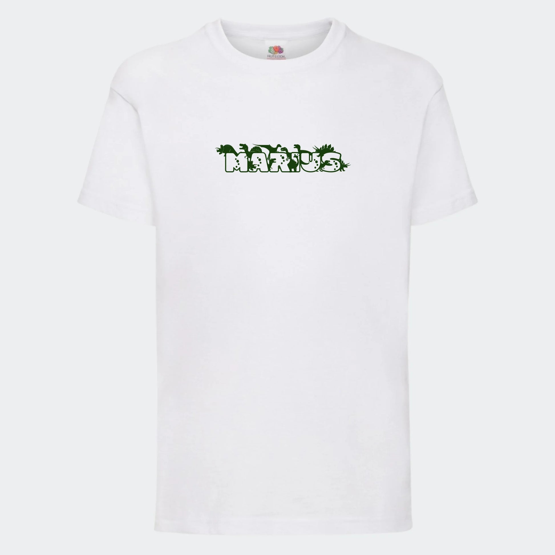 T-shirt til børn - Dino skrift Customizer TeeInBlue T-shirt Print på front Hvid 3-4 år