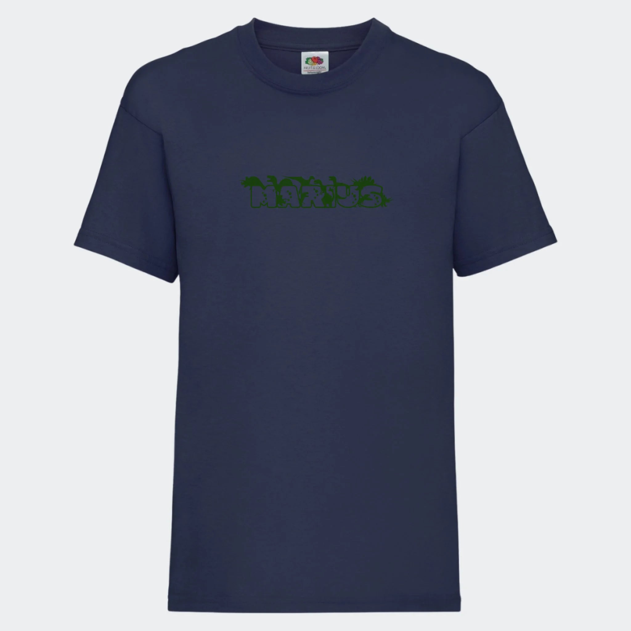 T-shirt til børn – Dino skrift, T-shirt tryk foran marineblå 3-4 år