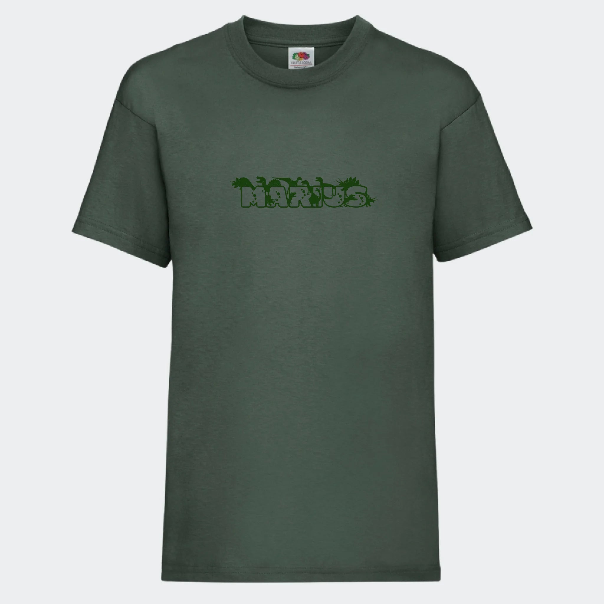 T-shirt til børn – Dino skrift, T-shirt tryk foran Mørkegrøn 3-4 år